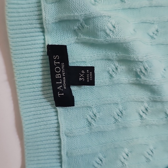 Talbots Blue Cable Knit Cardigan Sweater - Picture 2 of 7